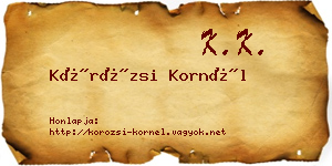 Körözsi Kornél névjegykártya